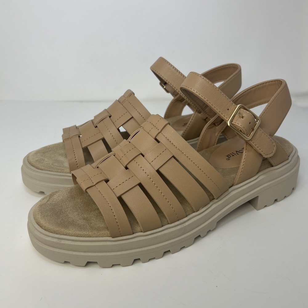 Bella Vita Loni‎ Lug Sole Fisherman Sandals Women's Size 11 M NIB Tan Leather